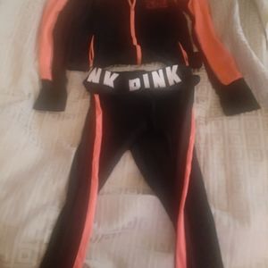 xs pink set zipup jacket and jogger pant